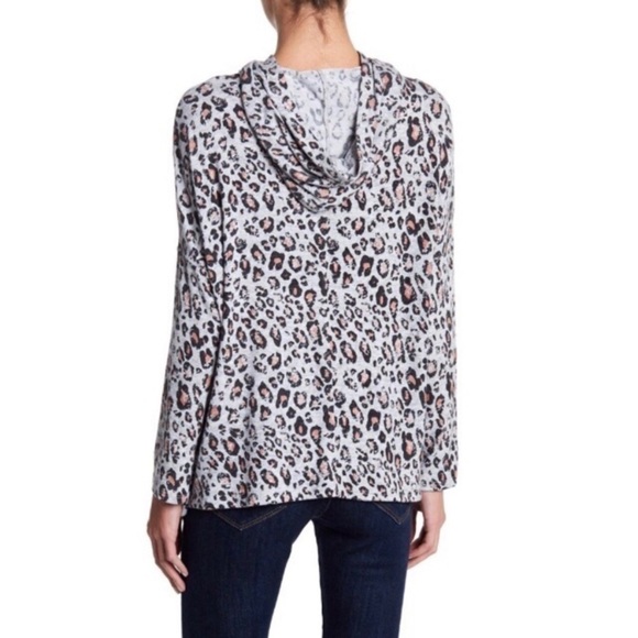 Sundry Draped Gray Leopard Print Hoodie Size Small - Picture 14 of 14
